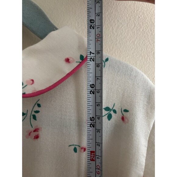 Vintage Girls Kids  1980s 90s Girls Roses Dress w/ Peter Pan Collar Ivory Pink 6 - Picture 8 of 11